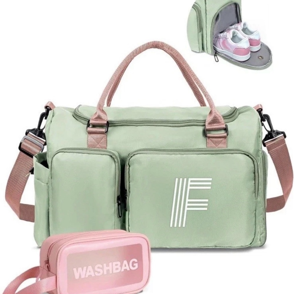 Mint Green and Pink Women's Travel Bag